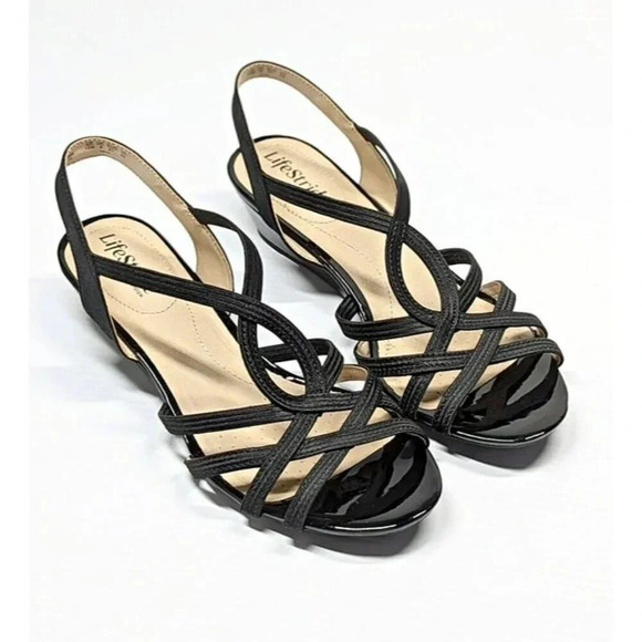 LifeStride Yaya Women's Strappy Wedge Sandals Black Size 10 W (MSRP $70) - Picture 3 of 8